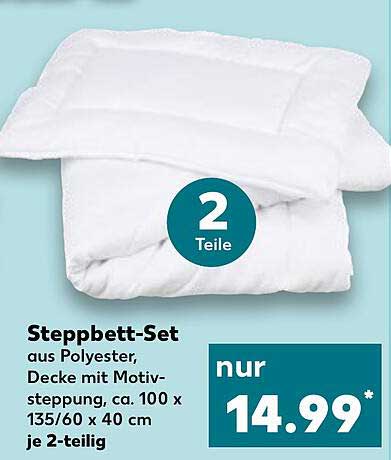 Steppbett-Set aus Polyester, Decke mit Motivsteppung, ca. 100 x 135/60 x 40 cm je 2-teilig