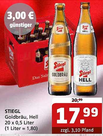 STIEGL Goldbräu, Hell 20 x 0,5 Liter