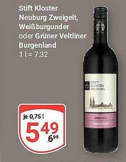 Stift Kloster Neuburg Zweigelt, Weißburgunder oder Grüner Veltliner Burgenland