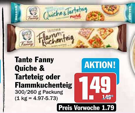 Tante Fanny Quiche & Tarteteig oder Flammkuchenteig 300/260 g