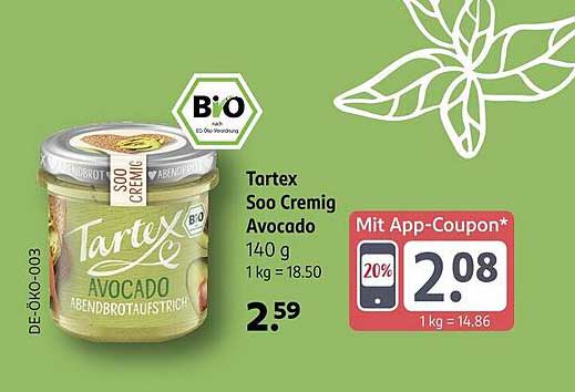 Tartex Soo Cremig Avocado 140 g