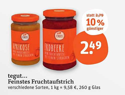 tegut… Feinster Fruchtaufstrich - verschiedene Sorten