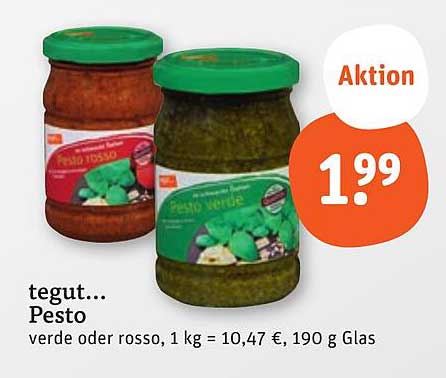 tegut... Pesto - grün oder rot, 190 g Glas zum Aktionspreis