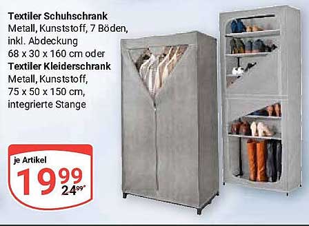 Textiler Schuhschrank und Kleiderschrank mit 7 Böden