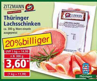 Thüringer Lachsschinken 300 g - 20% günstiger!