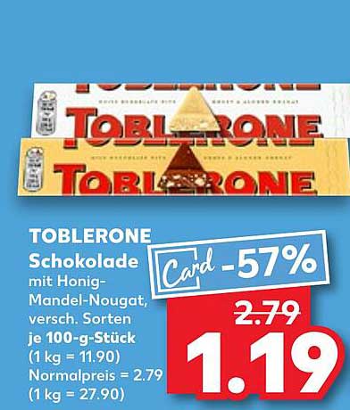 TOBLERONE Schokolade mit Honig-Mandel-Nougat, versch. Sorten