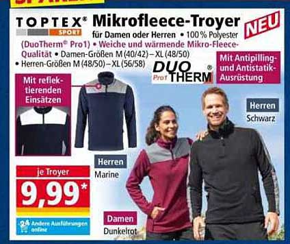 TOPTEX Mikrofleece-Troyer für Damen und Herren