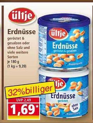 ültje Erdnüsse geröstet & gesalzen oder ohne Salz 180 g