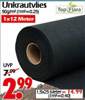 Unkrautvlies 1x12 Meter von Top Flora