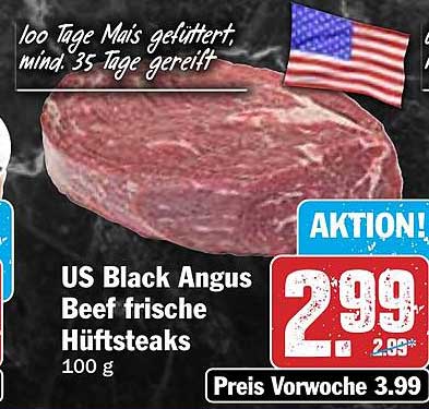 US Black Angus Beef frische Hüftsteaks