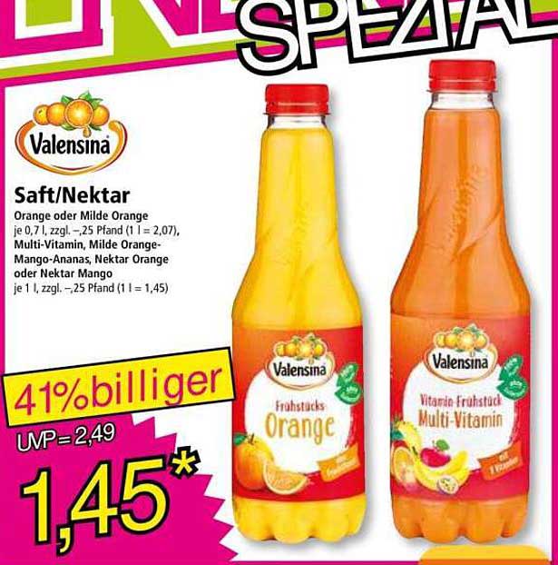 Valensina Saft/Nektar – Orange oder Milde Orange