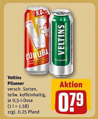 Veltins Pilsener und CURUBA (0,5 l Dose)