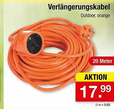 Verlängerungskabel Outdoor, orange, 20 Meter