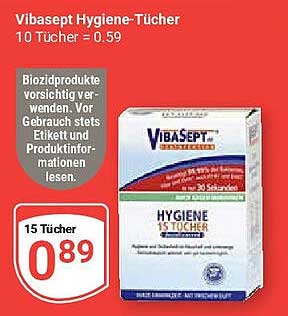 Vibasept Hygiene-Tücher – 15 Tücher für nur 0,89 €