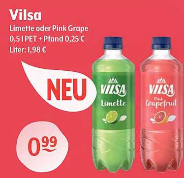 Vilsa Limette oder Pink Grape 0,5 l PET