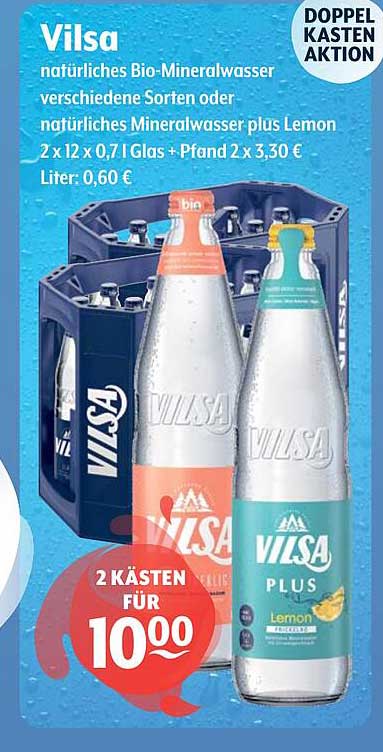 Vilsa natürliches Bio-Mineralwasser 2 Kisten für 10,00 €