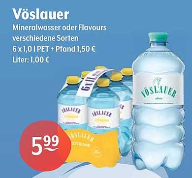Vöslauer Mineralwasser oder Flavours 6 x 1,0 l PET