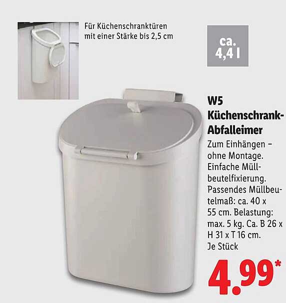 W5 Küchenschrank-Abfalleimer