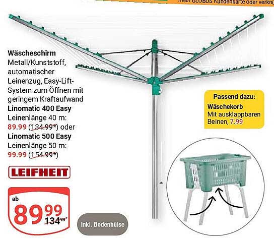 Wäscheschirm Metall/Kunststoff, automatischer Leinenzug, Easy-Lift-System