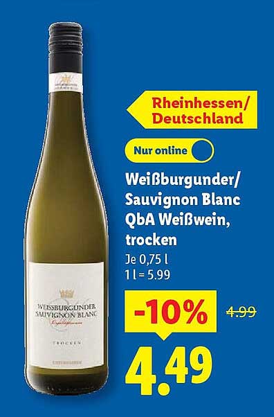 Weißburgunder/Sauvignon Blanc QbA Weißwein, trocken