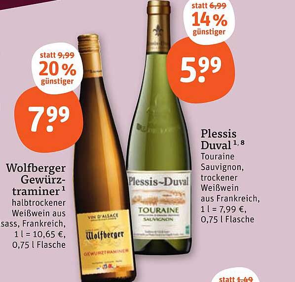 Wolfberger Gewürztraminer und Plessis Duval im Angebot