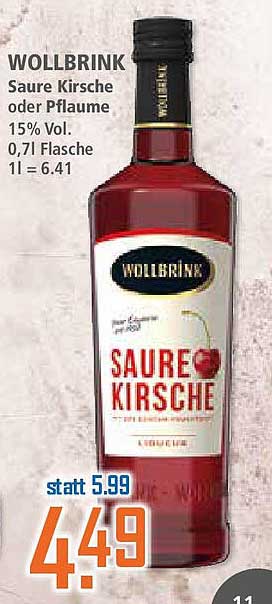 WOLLBRINK Saure Kirsche oder Pflaume 15% Vol.