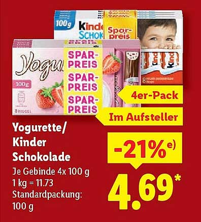 Yogurette / Kinder Schokolade 4er-Pack