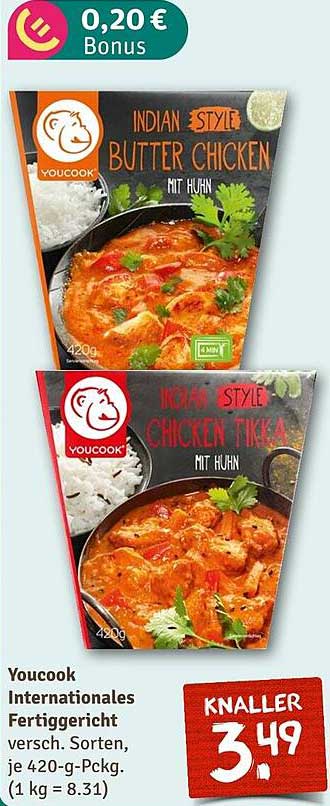 Youcook Internationales Fertiggericht - Indian Style Butter Chicken & Chicken Tikka