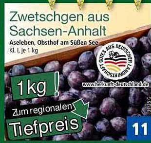 Zwetschgen aus Sachsen-Anhalt – Kl. I, je 1 kg