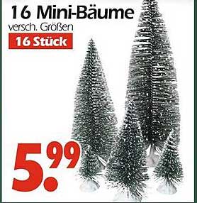 16 Mini-Bäume - verschiedene Größen, 16 Stück