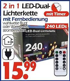2 in 1 LED-Dual-Lichterkette mit Fernbedienung und Timer