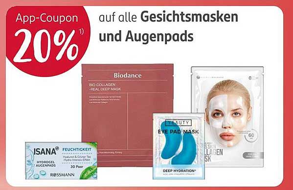 20% Rabatt auf alle Gesichts- und Augenmasken