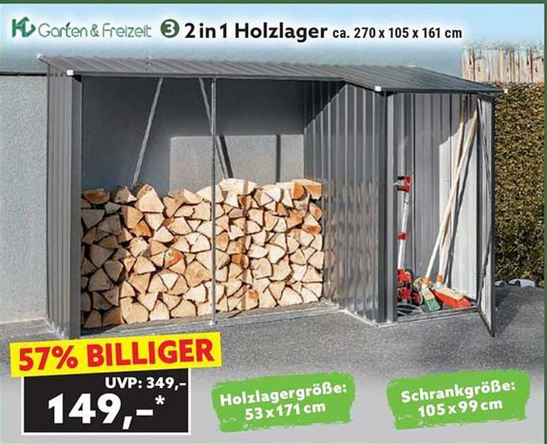 3 2 in 1 Holzlager ca. 270 x 105 x 161 cm