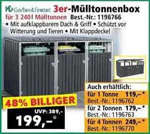 3er-Mülltonnenbox für 3 x 240 l Mülltonnen, Best.-Nr. 119676