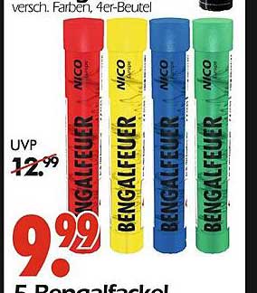 5 Bengalfeuer von NICO in verschiedenen Farben