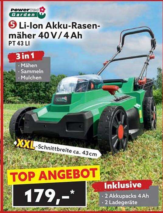 5 Li-Ion Akku-Rasenmäher 40 V/4 Ah PT 43 LI