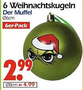 6 Weihnachtskugeln Der Muffel Ø6cm