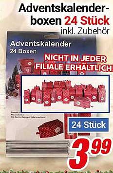 Adventskalenderboxen 24 Stück inkl. Zubehör
