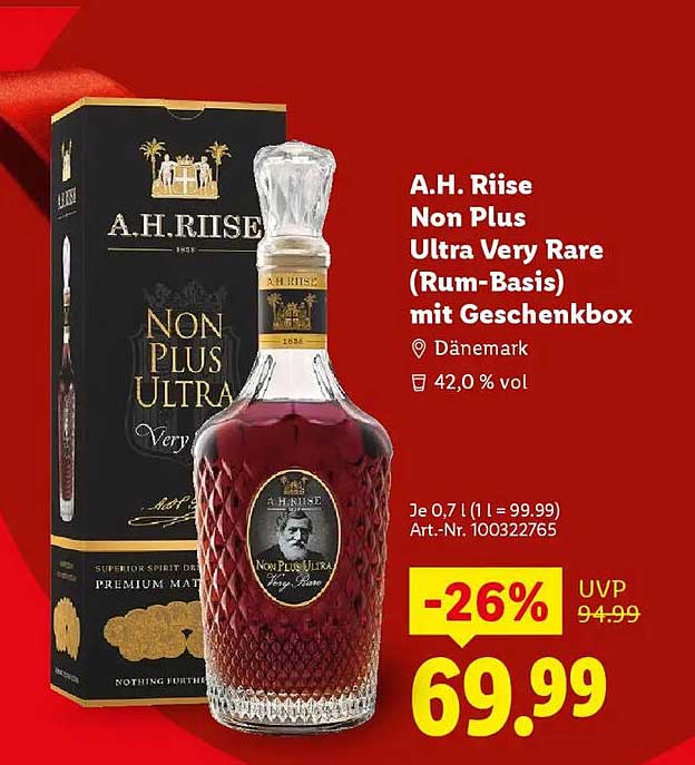A.H. Riise Non Plus Ultra Very Rare (Rum-Basis) mit Geschenkbbox