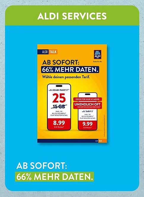 Aldi Talk Kombi-Paket S+ mit 66% mehr Daten