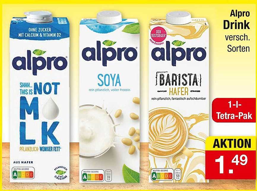 Alpro Drink verschiedene Sorten im 1-Liter-Tetra-Pak für nur 1,49 €