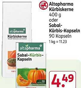 Altapharma Kürbiskerne 400 g oder Sabal-Kürbis-Kapseln 90 Kapseln