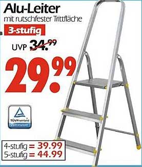 Alu-Leiter mit rutschfester Trittfläche – 3-stufig