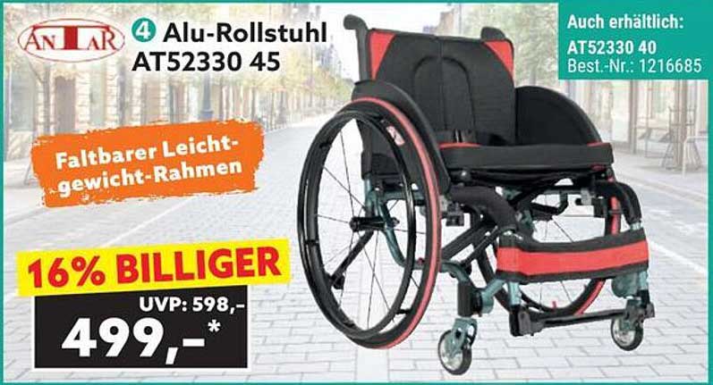Alu-Rollstuhl AT52330 45 - Faltbarer Leichtgewicht-Rahmen