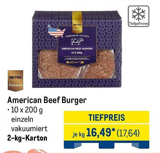 American Beef Burger - 10 x 200 g einzeln vakuumiert