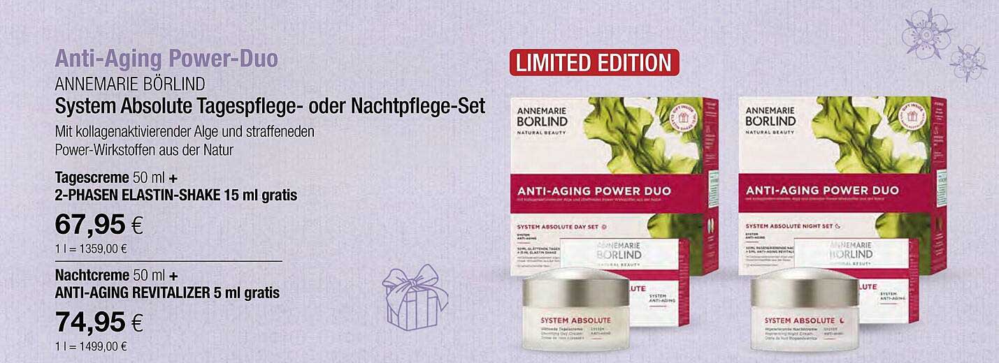 Anti-Aging Power-Duo Annemarie Börlind - System Absolute Tagespflege- oder Nachtpflege-Set