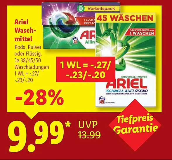Ariel Waschmittel - Vorteilspack: Pods, Pulver oder Flüssig