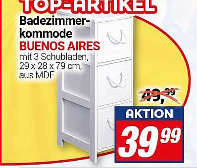 Badezimmerkommode BUENOS AIRES mit 3 Schubladen