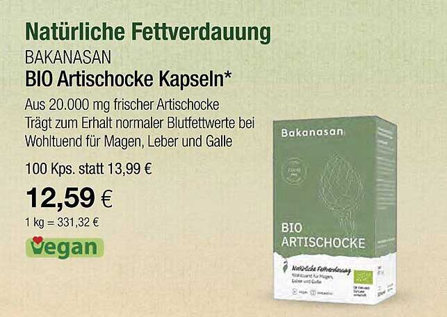 BAKANASAN BIO Artischocke Kapseln 100 Kps.
