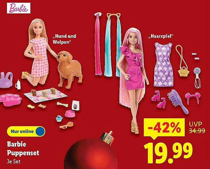 Barbie Puppenset "Hund und Welpen" – Je Set